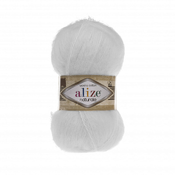 Пряжа для вязания Ализе Naturale (60% шерсть, 40% хлопок) 5х100г/230м цв.055 белый