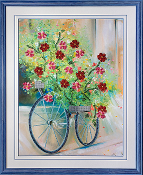 Набор для вышивания бисером АЖУР арт.Б-0026 Цветочный велосипед 30х40 см