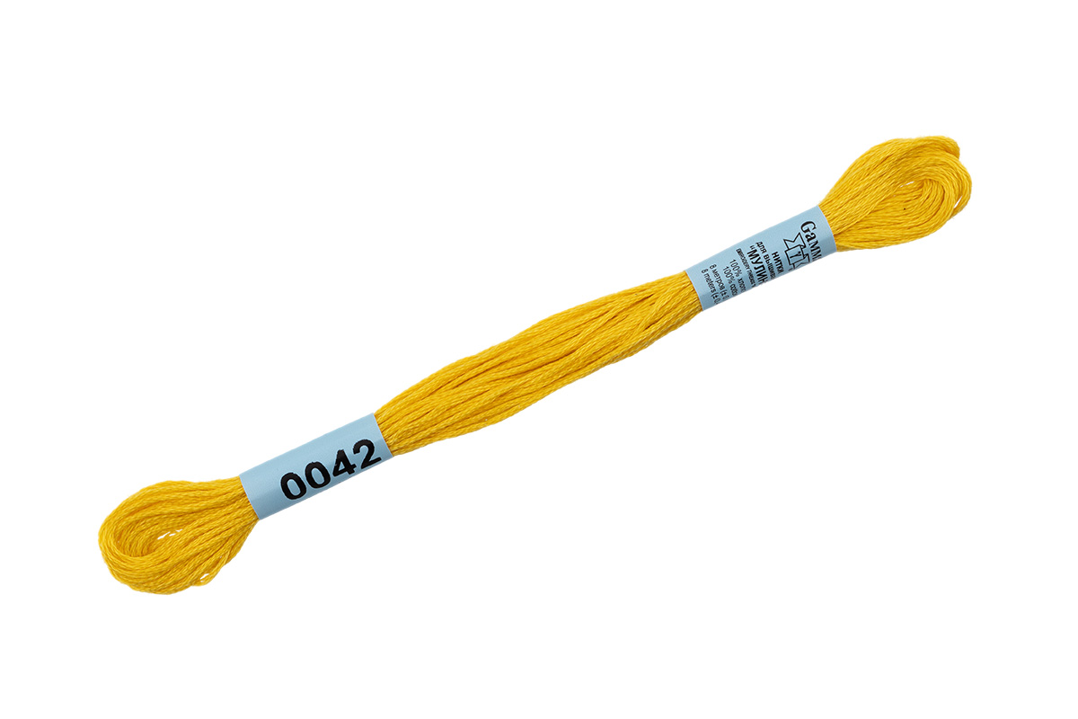 Нитки для вышивания Gamma мулине (0001-0206) 100% хлопок 24 x 8 м цв.0042 ярк.желтый