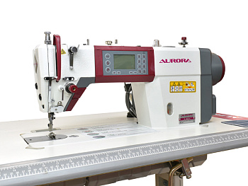 Прямострочная промышленная швейная машина Aurora A-8EH (Дизайнерские строчки, два подвижных ножа, закрытая смазка)