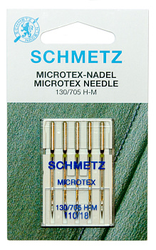 Иглы для бытовых швейных машин Schmetz микротекс (особо острые) 130/705H-M №110, уп.5 игл