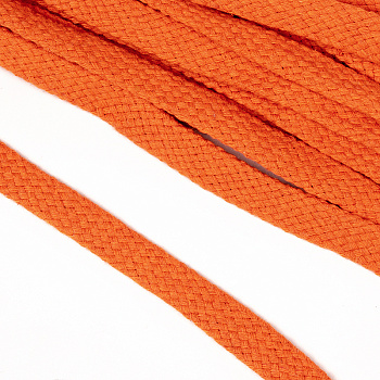 Шнур плоский х/б 12мм турецкое плетение цв.008 оранжевый уп.25 м