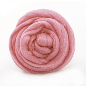 Шерсть для валяния ТРО Гребенная лента (тонкая мериносовая шерсть) 100г цв.0076 розовый бутон