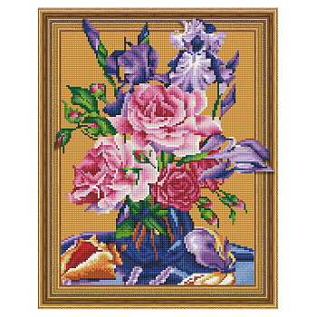 Картина 3D мозаика с нанесенной рамкой Molly арт.KM0765 Букет с ирисами (29 цветов) 40х50 см