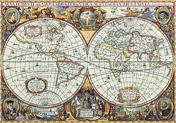 Набор для вышивания PANNA Золотая серия арт. PZ-1842 Географическая карта мира 44,5х63,5 см