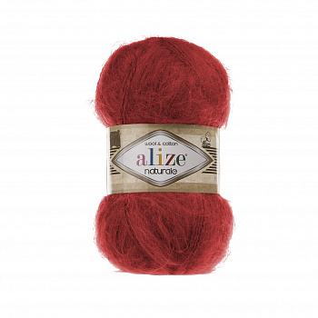 Пряжа для вязания Ализе Naturale (60% шерсть, 40% хлопок) 5х100г/230м цв.105 красный