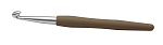 30916 Knit Pro Крючок для вязания с эргономичной ручкой Waves 8мм, алюминий, серебристый/клен