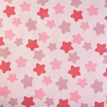 Ткань ранфорс Звезды, арт.WH 4898-v19, 130г/м²,100% хлопок, шир.240см, цв.пыльная роза/розовый, уп.10м