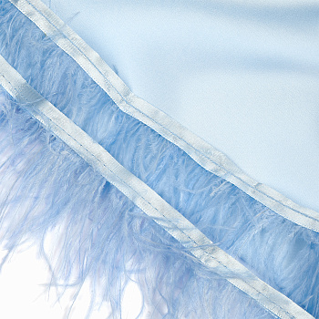 Перья на ленте Страус TBY арт.08-114 шир.8см цв. нежно-голубой уп.2м