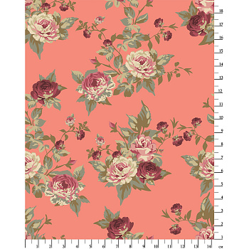 Ткань для пэчворка PEPPY Викторианские Розы 146 г/м² 100% хлопок цв.ВР-18 розовый уп.50х55 см