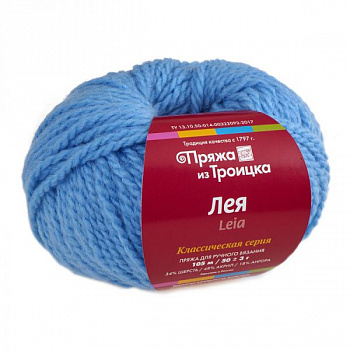 Пряжа для вязания ТРО Лея (34% шерсть, 48% акрил, 18% ангора) 5х50г/105м цв.0300 св.голубой