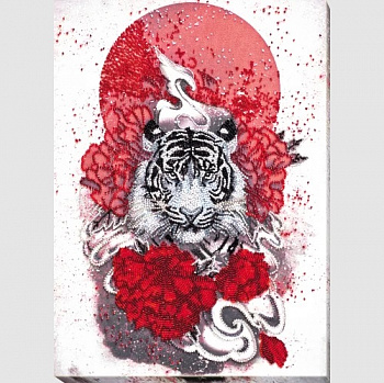 Набор для вышивания бисером АБРИС АРТ арт. AB-814 Бай-ху (Белый тигр) 30х41 см