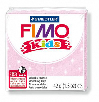 FIMO kids полимерная глина для детей, уп. 42г цв.перламутровый св.розовый, арт.8030-206