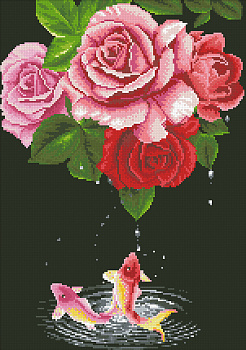 Набор Паутинка для изготовления картины со стразами арт.М356 Карпы и розы 35х50 см