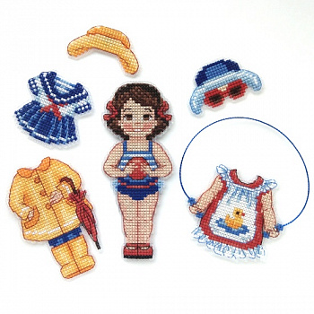 Набор для вышивания игрушки на пластиковой канве ДИВНАЯ ВИШНЯ арт. ИД-002 Кукла Марина 5х11,5 см