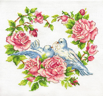 Набор для вышивки МНОГОЦВЕТНИЦА арт. МКН.28-14 Любовь и голуби 25х23 см