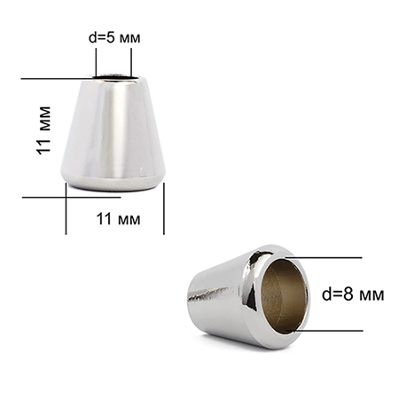 Наконечник для шнура металл TBY OR.0305-5347 (10.85х11.04мм) цв. никель уп. 100шт