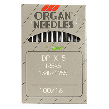 Иглы для промышленных швейных машин ORGAN арт.DPx5 № 100 для прямострочных  уп.10 игл