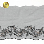 Кружево вышивка на сетке KRUZHEVO арт.TBY.OG83 шир.210мм цв.черный, левая уп.8,25м