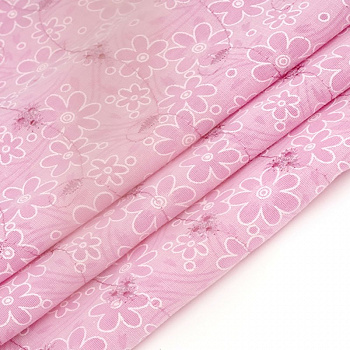Ткань вышитая в нарезке арт.750-1 цв.2 (133) розовый шир.150см уп.2,7м
