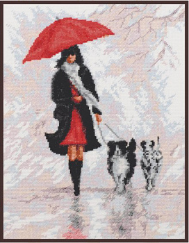 Набор для вышивания ПАЛИТРА арт.11.009 Дама с собачками 20х26 см