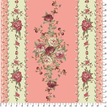 Ткань для пэчворка PEPPY Викторианские Розы Панель 146 г/м² 100% хлопок цв.ВР-15 розовый уп.60х110 см