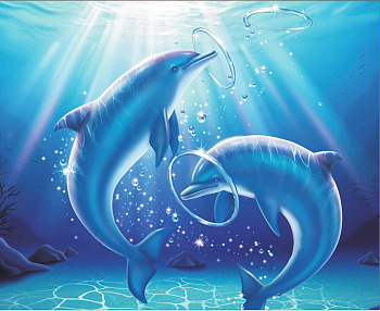 Алмазная вышивка Дельфины в игре LG223 40х50 тм Цветной