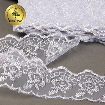 Кружево капрон KRUZHEVO арт.TBS.30010 шир.45мм цв.001 белый уп.9,14м