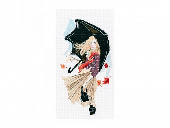 Набор для вышивания РТО арт.M636 Девушка, дождь и зонтик 11,5х21,5 см