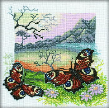 Набор для вышивания РТО арт.M125 Из серии Бабочки Павлиний глаз 30х30 см