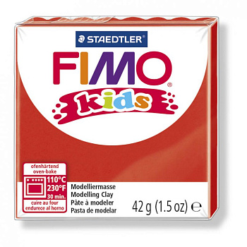 FIMO kids полимерная глина для детей, уп. 42г цв.красный, арт.8030-2