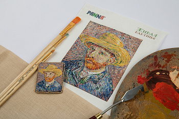 Набор для вышивания PANNA Живая картина арт. MET-JK-2259 Автопортрет в соломенной шляпе 12х14,5 см