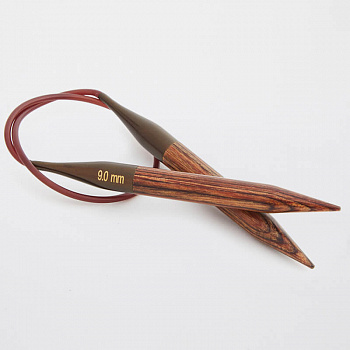 31098 Knit Pro Спицы круговые для вязания Ginger 10мм/80см, дерево, коричневый