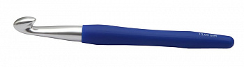 30919 Knit Pro Крючок для вязания с эргономичной ручкой Waves 12мм, алюминий, серебристый/колокольчик