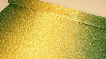 Бумага гофрированная с переходом Италия 50см х 2,5м 180г/м² цв.801/2 зелено-золотая