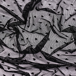 Сетка эластичная "Сердечки" KRUZHEVO арт.OLG015 55г/м² ш.150см цв.черный рул.24кг (1кг-12,5м)