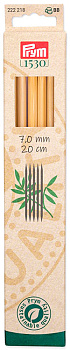222218 PRYM Спицы чулочные для вязания Prym 1530 7мм 20см, бамбук, натуральный, уп.5шт