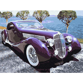 Картина по номерам с цветной схемой на холсте Molly арт.KK0046 Ретро автомобиль (22 цвета) 30х40 см