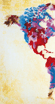 Набор для вышивания бисером АБРИС АРТ арт. AB-463 Карта мира-1 18х34 см