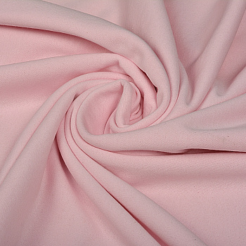 Ткань трикотаж Футер 2х нитка начес с лайкрой 190г опененд 100+100см розовое безе 13-2804 пач.45-70м