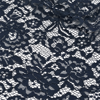 Кружевная ткань (гипюр) с кордом арт.TBY.LN-3002 шир.145см 130 г/м² цв.т.синий уп.22,86м