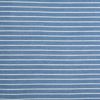 Ткань джинс Полоска 130г/м² шир.150см 60% хлопок, 40% полиэстер арт.1809-9 цв.1 голубой/белый рул.20-60 м