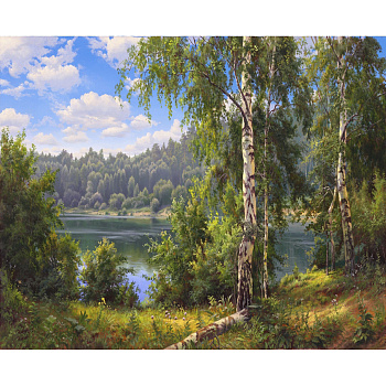 Картины по номерам Molly арт.KH0645 Прищепа. Лесное озеро (28 цветов) 40х50 см