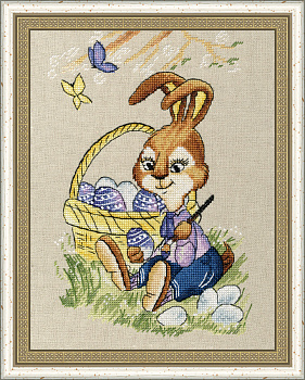 Набор для вышивания крестом ЗОЛОТОЕ РУНО арт. Д-063 Пасхальный кролик 20,7х13,8 см