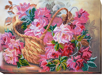 Набор для вышивания бисером АБРИС АРТ арт. AB-441 Розовая нежность 30х22 см