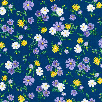 Ткань для пэчворка PEPPY Wildflowers 122 г/м² 100% хлопок цв.FLH-20289-9 NAVY уп.50х55 см