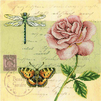 Набор для вышивания РТО арт.M70016 Почтовая открытка - Роза 25х25 см