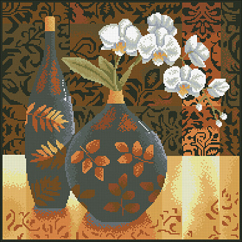 Набор Паутинка для изготовления картины со стразами арт.М230 Натюрморт с орхидеей 45х45 см
