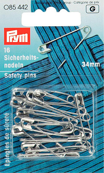 Булавки швейные PRYM английские, сталь с защитой от ржавчины, со спиралью, 34 мм, серебристый, уп.16 шт, арт.085442