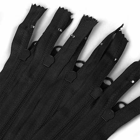 Молния Mzip пласт. спираль №5-N 65см цв.F322 черный уп.50шт